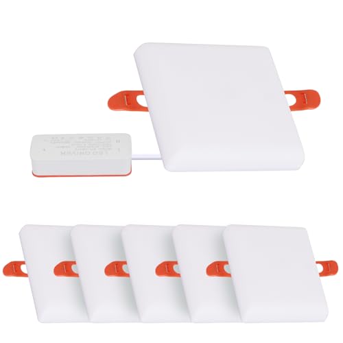 Osairous Faretto da incasso a LED, 230 V, piatto, 120 mm, set da 6 plafoniere, faretto bianco freddo 6500 K, 18 W, 1170 lm, per bagno, soggiorno, cucina, bianco