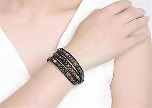 Ygline Chakra Handmade Leather Wrap Bracelet Imperial Jasper Wrap Adjustable Bead Bracelet #TOP3