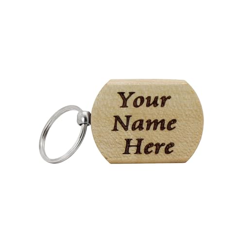 Image of Wooden Personalized Keychains with Custom Name Engraving, Pack of 10