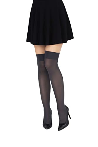 looksy Womens Over-the-Knee Socks Knee-High Long Plain School Cosplay Uniform Stockings 60 den, Fumo