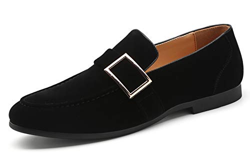 Casual Dress Shoes Men Slip on Driving Flats Suede Smoking Slipper Buckle Moccasins Loafers Black Brown Tan