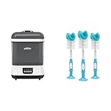 Dr. Brown's All-in-One Sterilizer and Dryer for Baby Bottles, Parts & Other Newborn Essentials & Baby Bottle Cleaning Brush with Sponge and Scrubber - Blue - 3-Pack