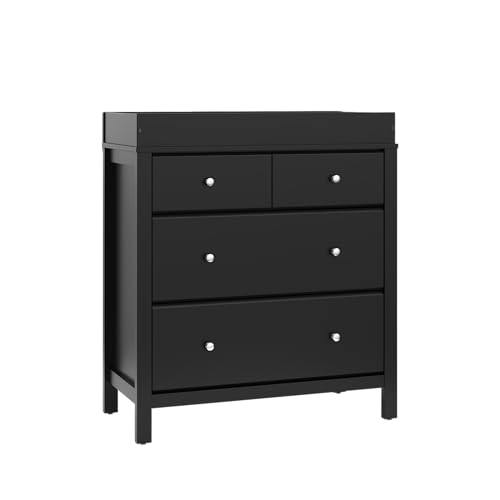 Image of Storkcraft Horizon 3 Drawer Chest with Removable Changing Topper (Black) – GREENGUARD Gold Certified Nursery Dresser, Kids’ Storage Chest with Organizer, Durable and Stylish 3-Drawer Design