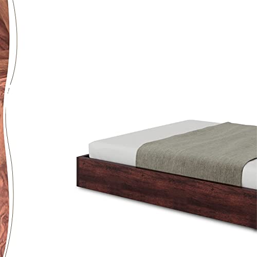 Image of CRAFT D ARTS Sheesham Wood Low Height Single Size Bed Without Storage | Wooden Single Bed | Space Saving Low Floor /Lying /Rise /Level /Profile Cot Bed for Bedroom | Bryan, Dark Brown