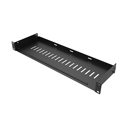 JINGCHENGMEI 1U Disassembled Vented Rack Shelf Universal Rack Tray No Lip for 19 Inches Network...