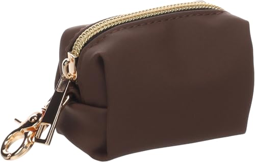 porta sacchetti cane - Mirko Marrone scuro - pochette in PU - chiusura lampo - moschettone - 1 rotolo incluso - Flamingo