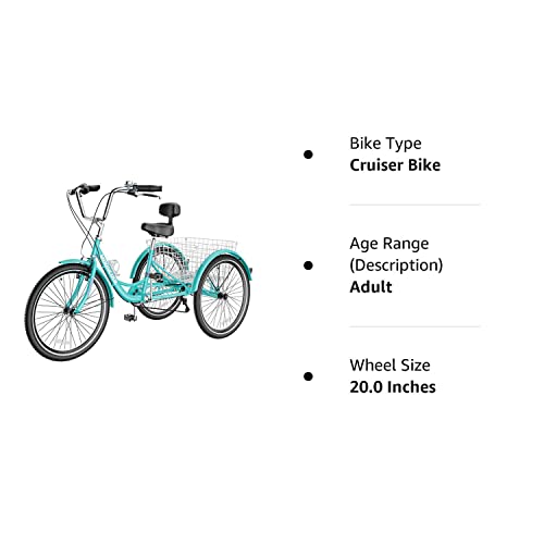 Barbella Adult Tricycles, 7 Speed Adult Trikes 20/24/26 Inch 3 Wheel Bikes, Cruise Bike With Basket For Seniors, Women, Men For Recreation, Shopping, Exercise, Multiple Colors #TOP6