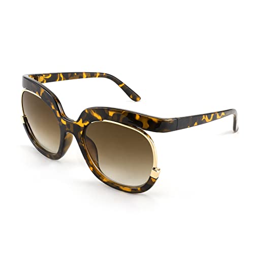 FEISEDY Retro Square Round Women Sunglasses Large Vintage Lady Shades B4091