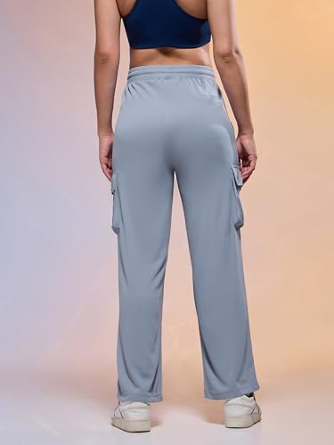Image of TECHNOSPORT Women's Straight Fit Solid Textured Sports Cargo Pants with Technocool+, Quick Dry for Gym, Sports and Regular Use