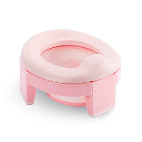 Asiento de inodoro para niños pequeños, 3 en 1, asiento de inodoro y baño para bebés y niños pequeños (rosa)