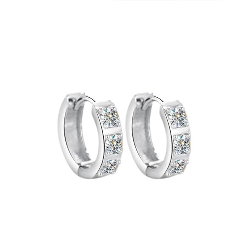 14K Gold over S925 D-Color VVS1 Diamond Hinged Hoop Earrings for Women, Ideal for Wife or Girlfriend on Valentine's Day