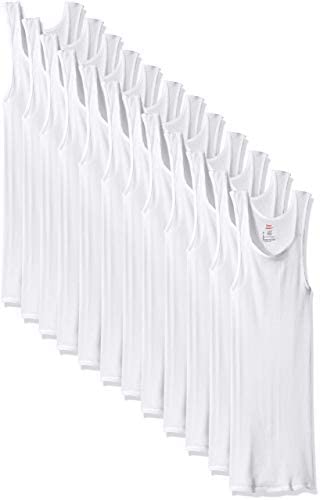 Hanes Men's Comfortsoft Moisture Wicking Tagless Tank Undershirts-Multipacks, White 12-Pack, X Large #TOP4