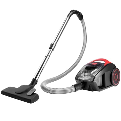 Deuba Aspirateur sans Sac Rouge 900 Watts Technologie Multi-cyclonique Aspirateur traîneau 1,5L...