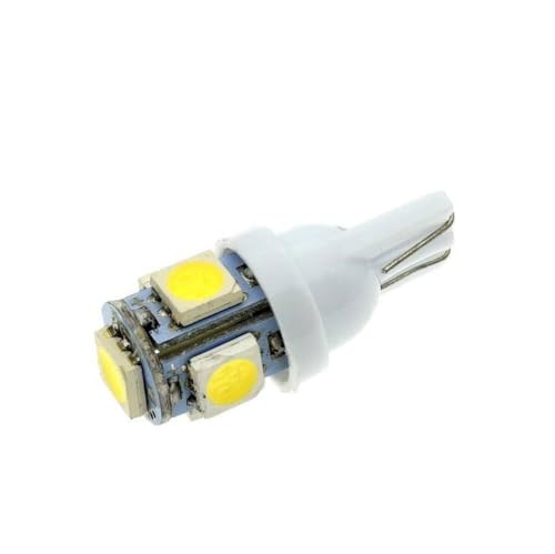 10PCS T10 194 168 W5W 6V-12V 5050 5 SMD 5 LEDs LED Light Bulb Clearance Light Parking Light Indicator Reading Lamps
