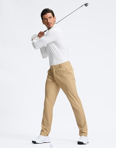 Image of Pudolla Men's Golf Pants 30 inch /32 inch /34 inch Comfy Stretch Dress Work Pants Lightweight Quick Dry Casual Slacks Trousers with Pockets