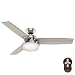Hunter Indoor Ceiling Fan with LED Light and remote control - Sentinel 52 inch, Brushed Nickel, 59157