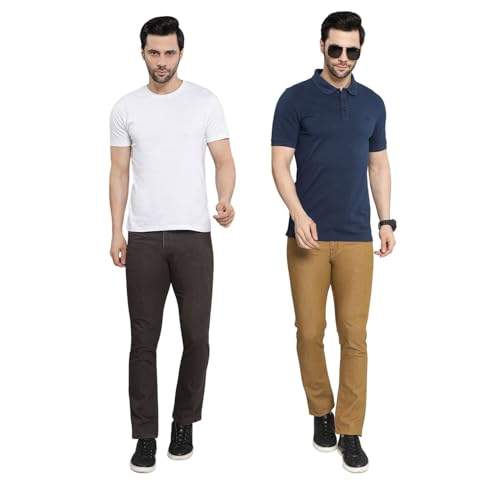 Image of DAIS Men's Stretchable Slim Fit Mid Rise Jeans, Pack of 2, (Combo of 2 Jeans)