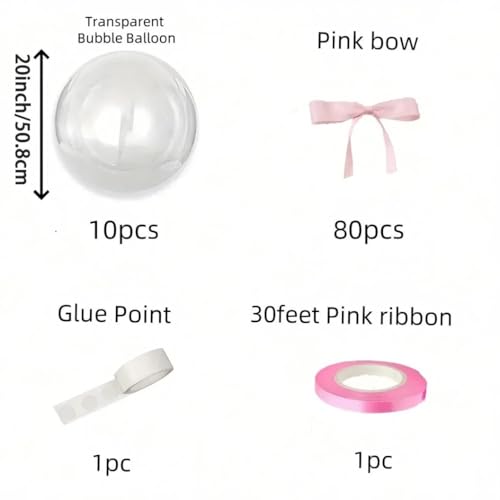 Image of Transparent Bobo Balloons with 80 Pink Bow Decorations Romantic Butterfly Balloon Suitable for Valentine's Day Wedding Anniversary Birthday Festival Celebration Decoration Aluminum Film Balloons
