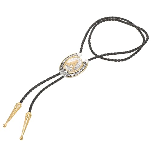 Healevede Cuerda de Cuero Estilo Western para Hombre Vintage y Cadena de Metal Ajustable, Accesorio Versátil para Look Vaquero