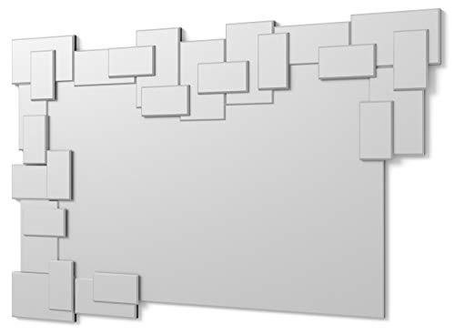 DekoArte E019 - Espejos Decorativos Modernos De Pared | Espejos Decoración para Tu Salón Dormitorio, Entrada, Recibidor | Espejos Sofisticados Grandes Rectangular Color Plata | 1 Pieza 120 x 80 cm