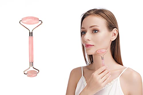 YITONGDA Natural Jade Face Roller,Facial Beauty Roller Skin Care Tools， Rose Quartz Roller for Face ，Handmade Stone, Bea