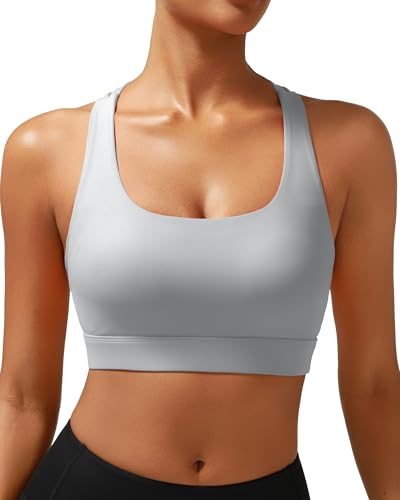 Image of RUNNING GIRL High Impact Sports Bras for Women - Scoop Neck Strappy Sports Bra High Support Moulded Cup Workout Bra