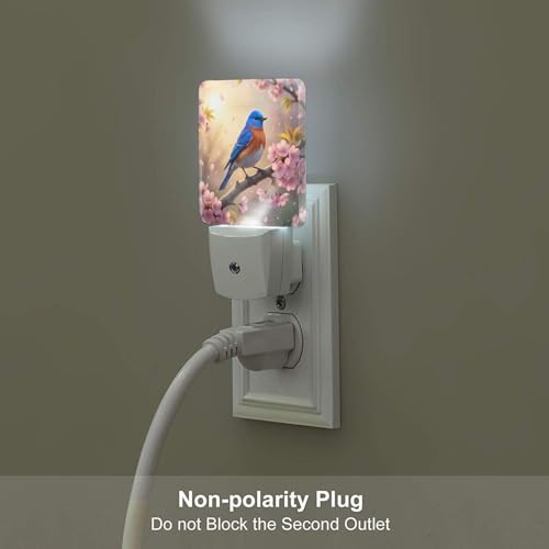 Image of Futterya Plug-in LED Night Light, Spring Florals Nature Cherry Blossoms Set of 2 Dusk-to-Dawn Auto Sensor Decor Lamp