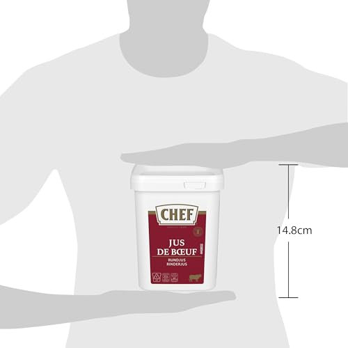 CHEF Rinderjus, Ideal für kurzgebratene Rindfleischgerichte und Steaksaucen, intensiver Rindfleischgeschmack, ergibt 10L, 1er Pack (1 x 600g GastroBox)