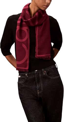 Calvin Klein Damen Schal Jacquard Stole mit Oversized-Logo Rot (Alluring Pink/Framboise) Einheitsgröße