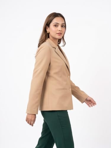 Image of modny Women's Formal Cotton Blazer | Single-Breasted, Button Closure, Long Sleeves Blazer for Girls | Professional Outfit for Office & Meetings
