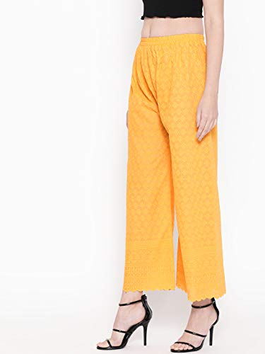 Image of Vastraa Fusion Women's Regular Fit Cotton Chikan Palazzo