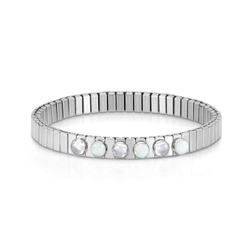 Nomination® – Women's Bracelet Xte Collection, Stainless Steel with Natural Stones and Faceted White Crystals, Elegant and Adjustable Design, Made in Italy Jewelry, Gift Idea, 18/19 cm