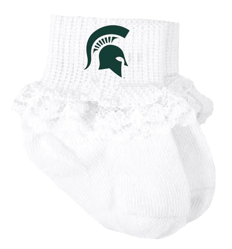 Future Tailgater Michigan State Spartans Officially Licensed Baby Socks with Lace (US, Age, 9 Months, 18 Months, White)
