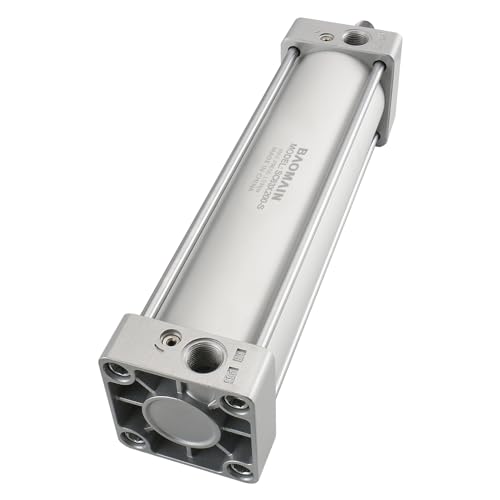 Baomain Pneumatic Air Cylinder SC 63 x 200-S PT 3/8, Bore: 2 1/2 inch, Stroke: 8 inch, Screwed Piston Rod Dual Action with Magnet