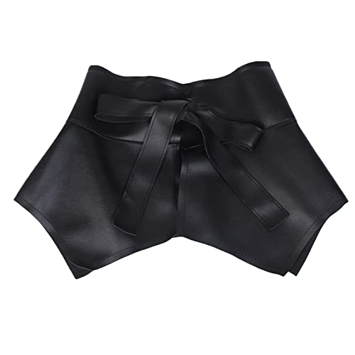 Classical Retro Women Belts Ruffle Simple Wide Waist Belt Casual Fashion All-Match Jeans Dresses Waistband, Black