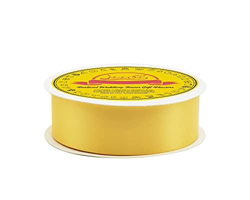 Image of Double Face Yellow Satin Ribbon 1-1 /2 inch X 50 Yards Polyester Maize Yellow Ribbon for Gift Wrapping Very Suitable for Weddings Party Hair Bow Invitation Decorations and More