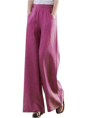 Image of KOTTY Women's Crumble Fabric High Waist Drawstring Wide Leg Trousers with Pockets