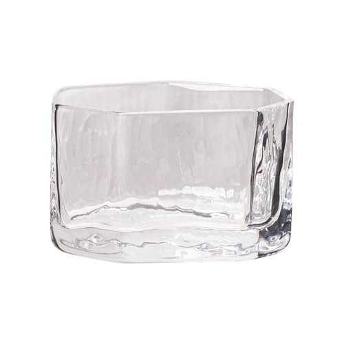 Copa de cristal japonesa con relieve irregular y silueta heptagonal 2