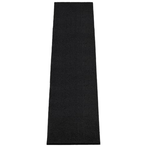 Image of Absorbent Dog Door Mat for Muddy Paws, 120 inch x 36 inch Chenille Indoor Mats for Entryway, Trap Dirt Front Door Mat Indoor Entrance Washable Non Slip Soft Black