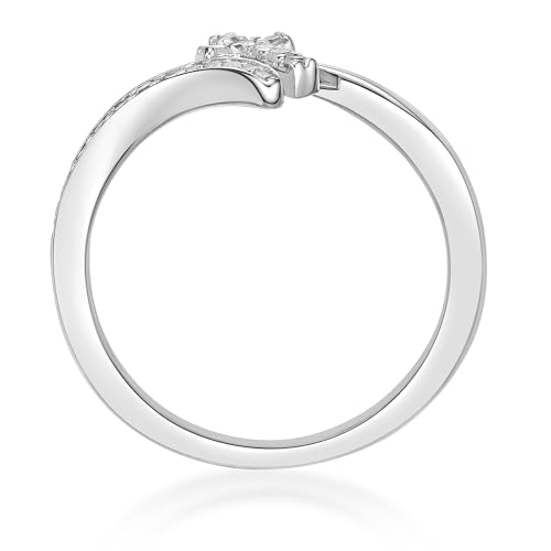 Lavari Jewelers 1/6 Carat Natural Diamond Christian Faith Cross Purity Ring for Women I 925 Sterling Silver (H-I, I2-I3, 0.16 cttw) Wedding Ring for Her I Engagement Anniversary Band Size 5 to 94