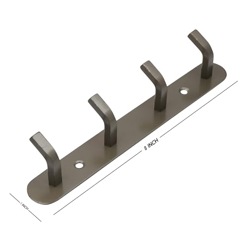 Image of SOSSI 4-Pin Cloth Hanger, Wall Mounted Hook Rail with 4 Hooks for Bathroom, Kitchen, Key Holder, Cloth-Towel Hanger, Robe Hook Pack of 2 (Satin Finish)