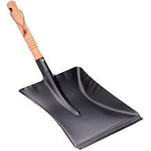 REDECKER Heavy Duty Steel Dust Pan, Powder-Coated Black, Large Dustpan with Long 17-3/4-Inches Oiled Beechwood Handle for Home and Outdoor Use, Industrial Quality, Made in Germany