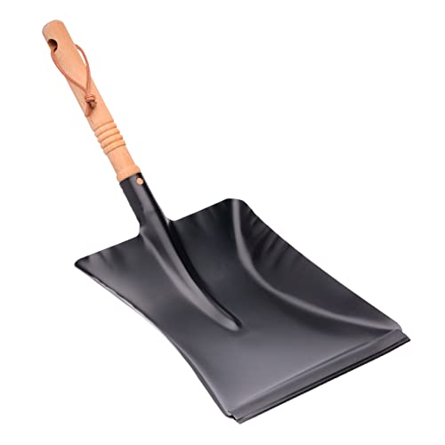 Redecker Kehrschaufel, schwarz, mit Gummilippe, geölter Buchenholzgriff, pulverbeschichtetes Metall, Größe: 45 cm