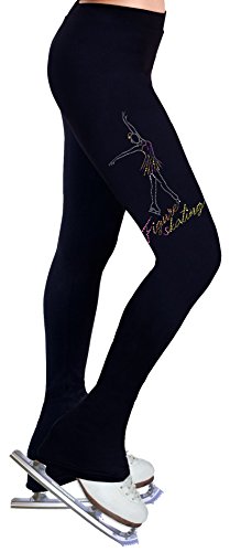 NY2 SPORTSWEAR Figure Skating Practice Pants with Spangles S104 - Child Sizes- (Child Medium) Black