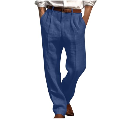 Men's Pants Solid Color Casual Business Office Work Dress Pant Fashion Pleated Loose Straight Leg Trousers