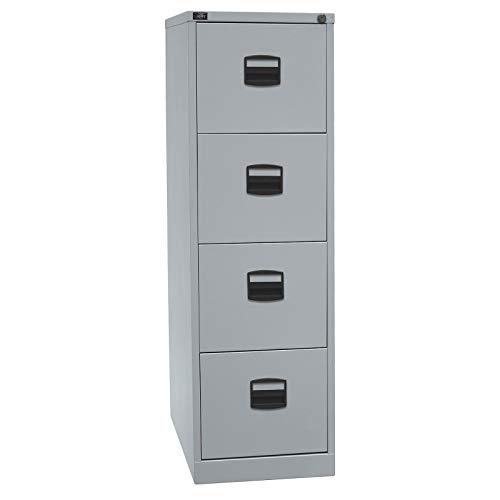 BISLEY Light Hängeregistraturschrank, einbahnig, DIN A4, 4 HR-Schubladen, Metall, 645 Lichtgrau, 62.2 x 41.3 x 132.1 cm