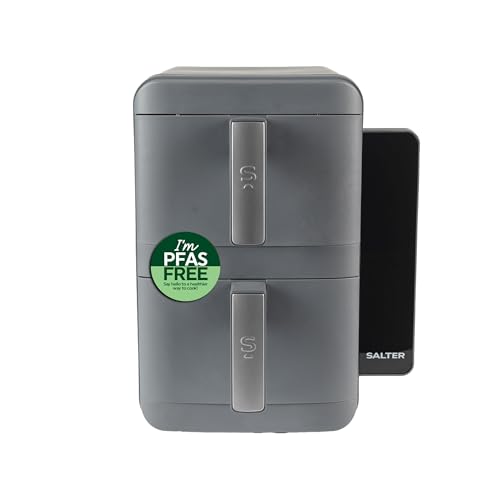 Salter VertiLayer Stackable Air Fryer - 4 Layer Cooking, 2 x 4.5 Litre Dual Drawers, 9 L Total, Digital LED Display, Sync&Match, PFAS-Free Grill Tray/Basket, 9 Presets, 60-230°C, 120 Min Timer, 2400 W