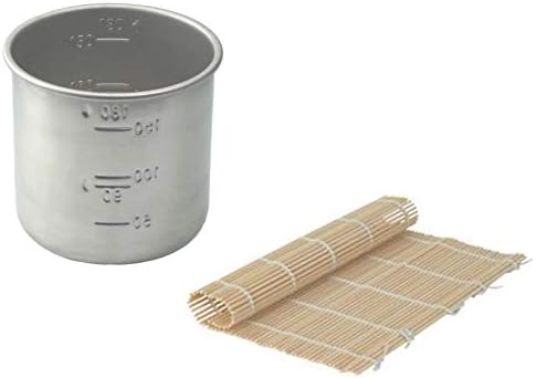 Stainless Steel Rice Measuring Cup + Bamboo Sushi Roller Mat Pad Replacement for Japanese Electric Rice Cooker (Rice Cup + Bamboo Roller)