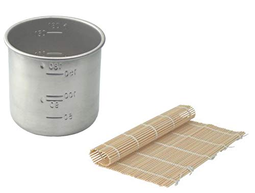 Stainless Steel Rice Measuring Cup + Bamboo Sushi Roller Mat Pad Replacement For Japanese Electric Rice Cooker (Rice Cup + Bamboo Roller) #TOP7