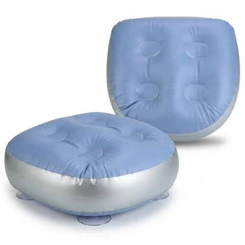 QWORK 2Pcs Inflatable Booster Seat Inflatable Seat Cushion for Hot Tubs and Spas Adjustable Bath Cushion with 4 Suction Cups